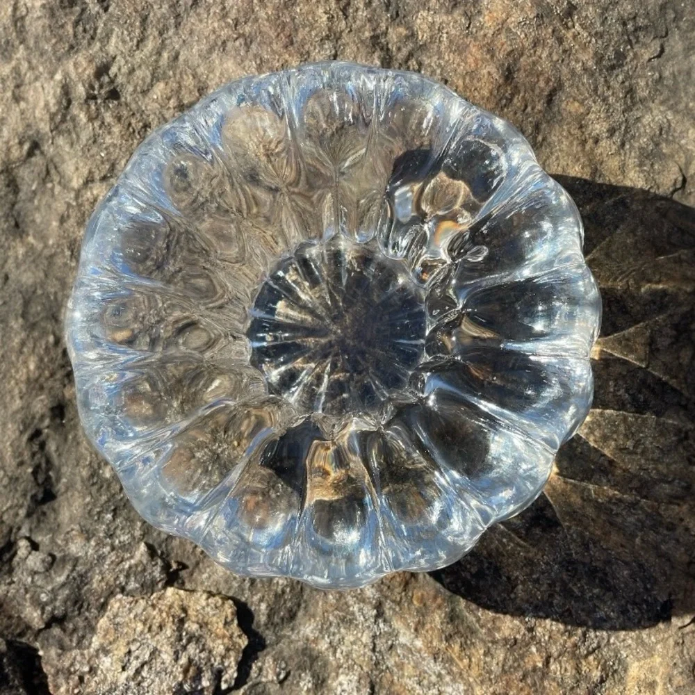 Littala Jaakuku crystal tea light holder, ice flower/snow Flower,Dansk, Finnish